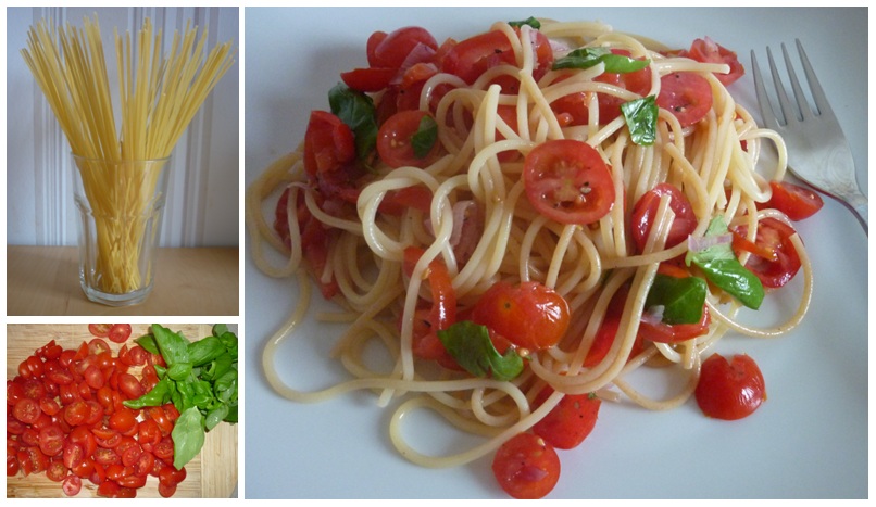 Spaghetti mit kalter Tomatensauce